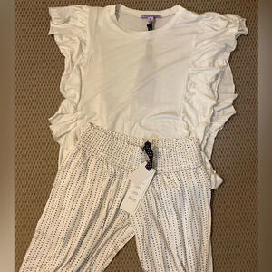 Hale Bob two piece bamboo luxuroisly soft pajama set medium Polka dot bottoms